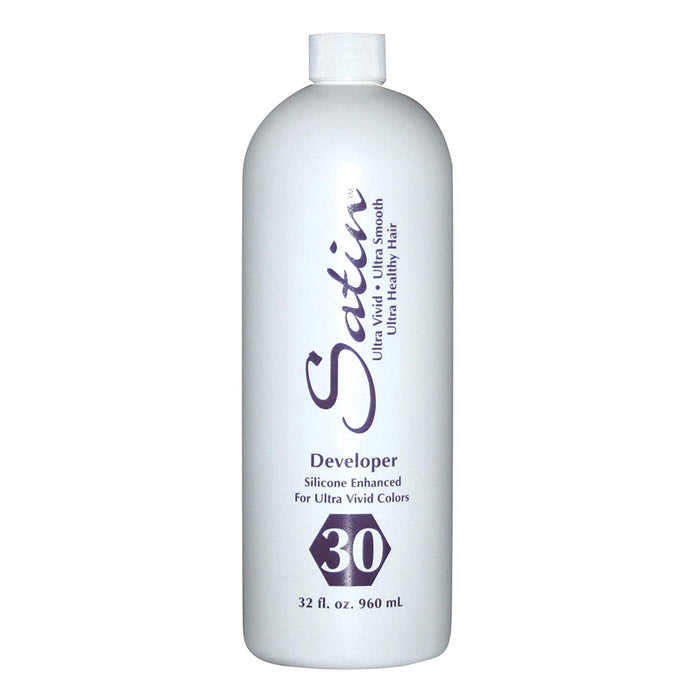 Satin Developer 30 Volume, Silicone Enhanced For Ultra Vivid Color 32 Oz.