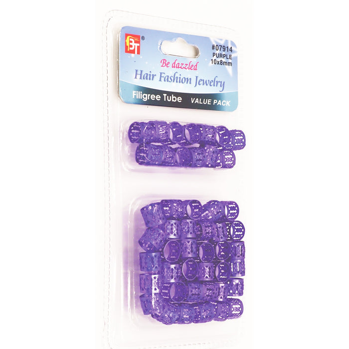 Hair Braid Tube, 10mm x 8mm, Purple, 50/PK