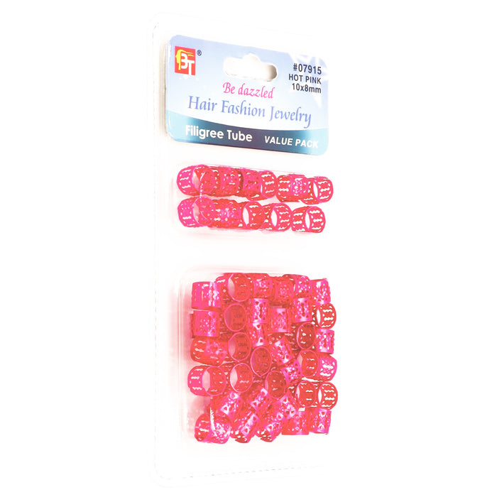 Hair Braid Tube, 10mm x 8mm, Hot Pink, 50/PK