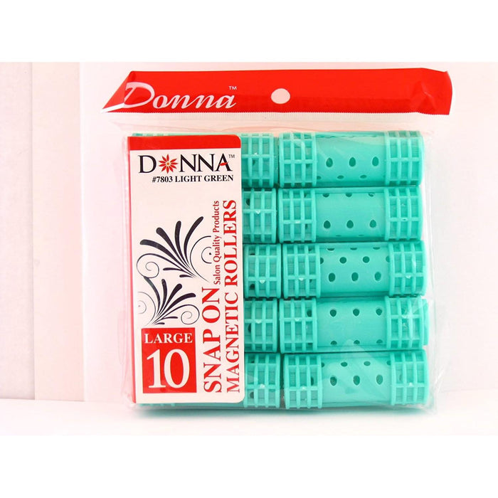 Donna Snap On Magnetic Roller, Large, Green, 10/PK