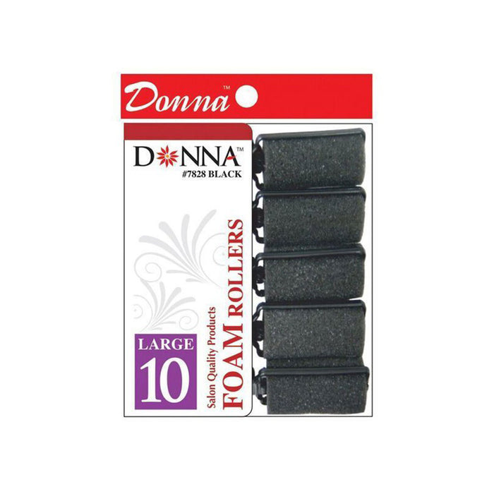 Donna Large Foam Rollers, Black, 10/PK