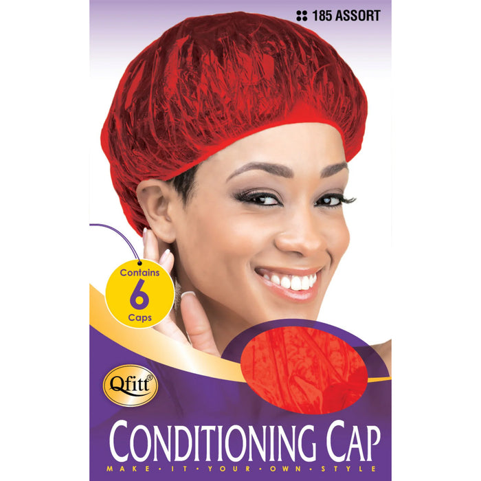 Qfitt Vinyl Conditioning Shower Cap, Assorted Color, Random Color Ship