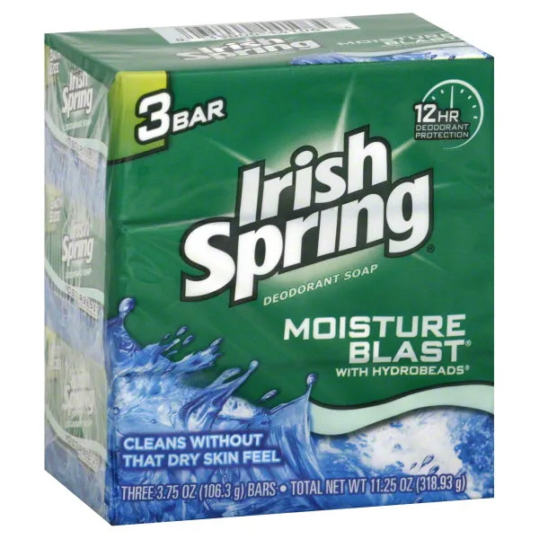 Irish Spring Icy Blast Deodorant Bar Soap 3.75 Oz., 3/PK