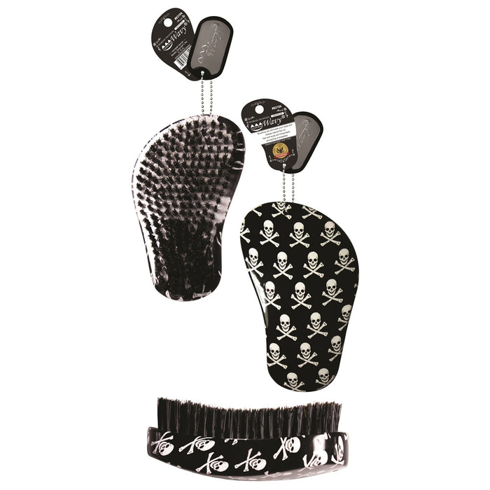 Wavy Curved Medium Wave Brush, Pirate Skull