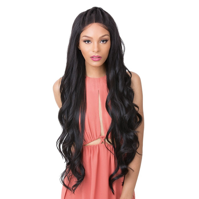 100 Percent Human Hair Blend 360 Circular Frontal Lace Wig,Black