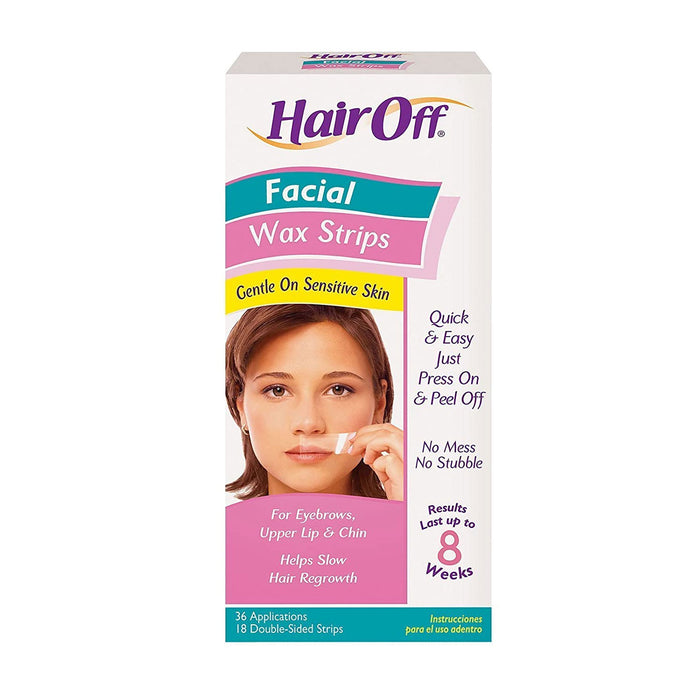 Hairoff, Instant Facial Wax Strips, 18 Double-sided Strips.