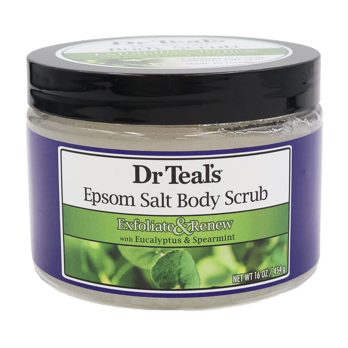 Dr Teals Epsom Salt Body Scrub Exfoliate and Renew Eucalyptus and Spearmint 16 Oz.