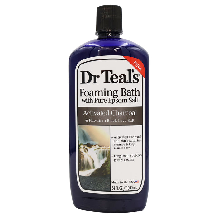 Dr Teals Epsom Salt Foaming Bath Activated Charcoal Lava, 34 Oz.