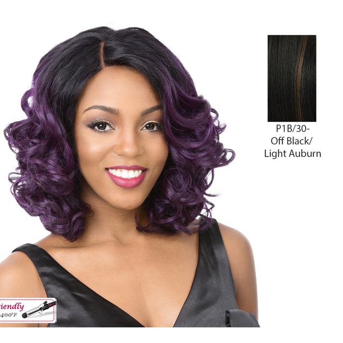 Synthetic Lace Wig Swiss Lace Front Century,Mix Off Black/Light Auburn