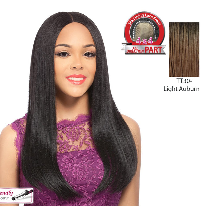 Synthetic Soprano Lace Wig With Swiss Lace Made,Dark Brown Roots With Light Auburn