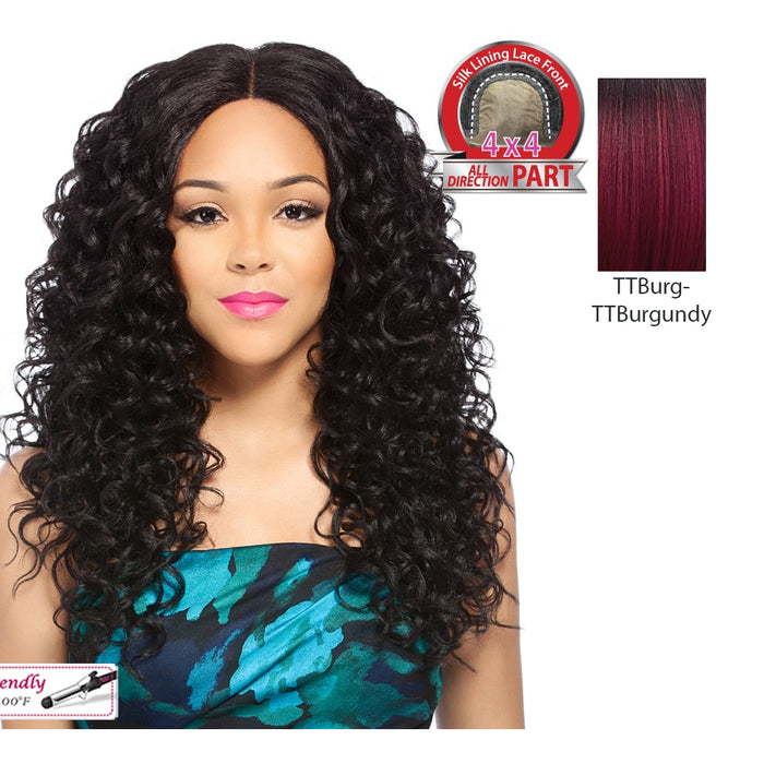 Iron Friendly Swiss Lace Front Wig - Tereza,Black Roots With Burgundy