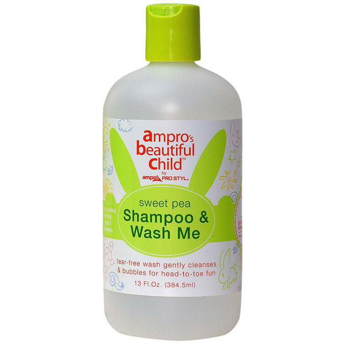 Ampro Beautiful Child Sweet Pea Shampoo & Wash Me Tear Free Gentle Cleanser, 13 Oz.