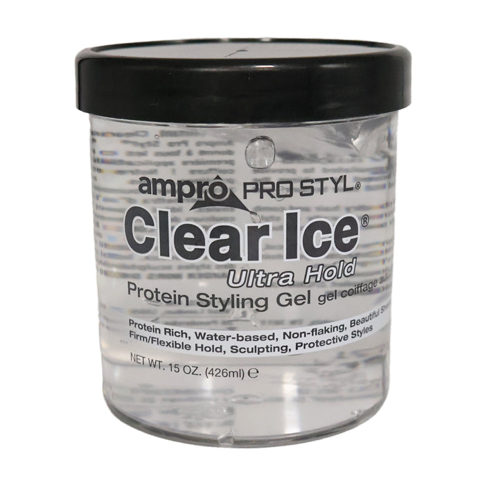 Ampro Pro Style Clear Ice Protein Styling Gel, Ultra Hold, 15 Oz.