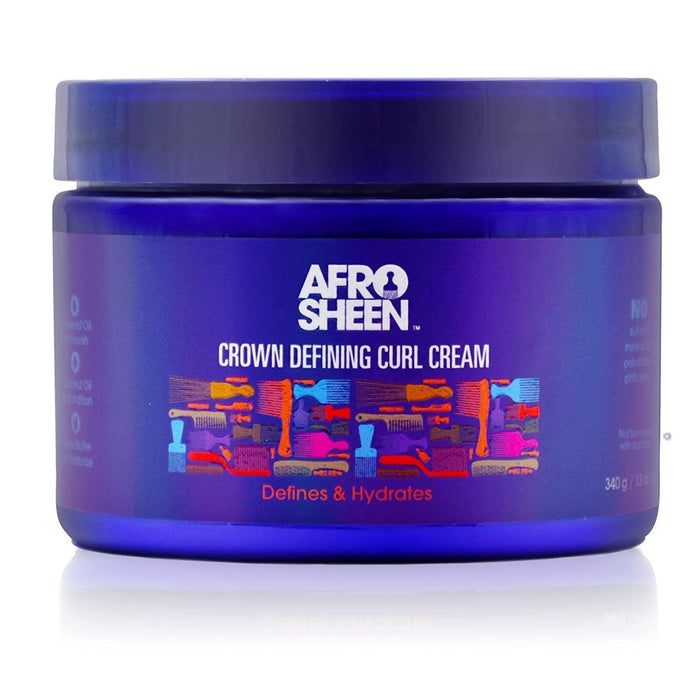 Afro Sheen Crown Defining Curl Cream. Contains Shea Butter And Coconut Oil To Define And Hydrate. 12 Oz