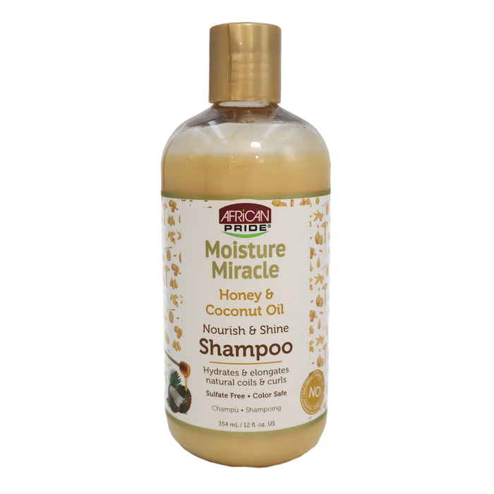 African Pride Moisture Miracle Shampoo, Nourish Shine, 12 Oz