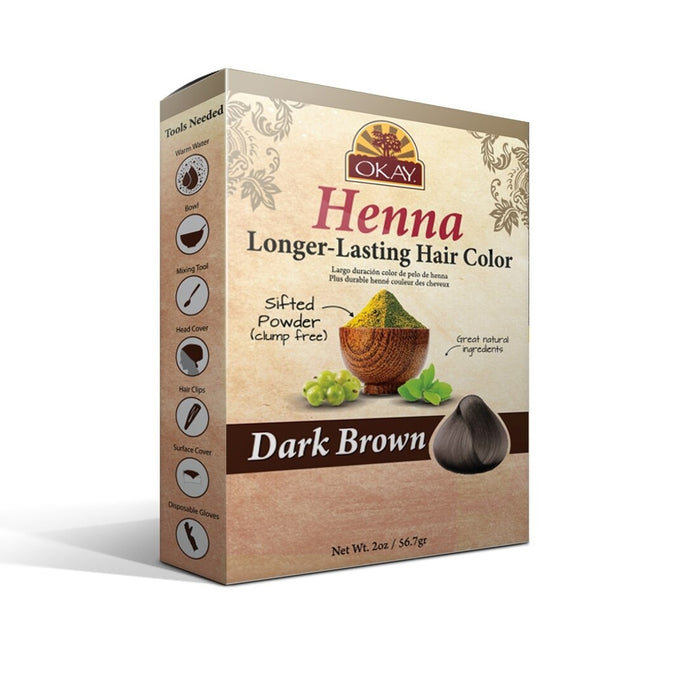 OKAY Longer Lasting Henna Color Dark Brown 2 Oz.
