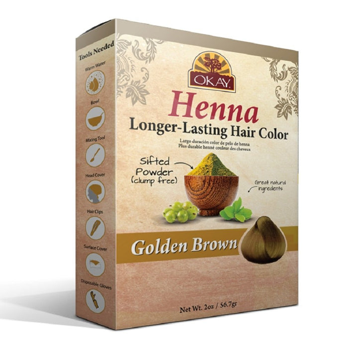 Okay HLLGB2 Henna Longer Lasting Hair Color Golden Brown 2 Oz.