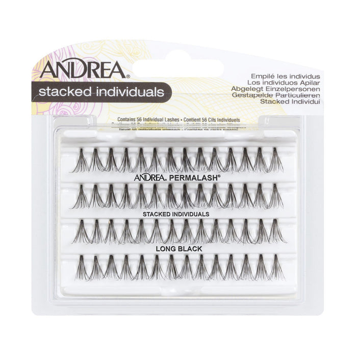 Andrea Permalash Knot Free Stacked, Long Black, 56 Lashes