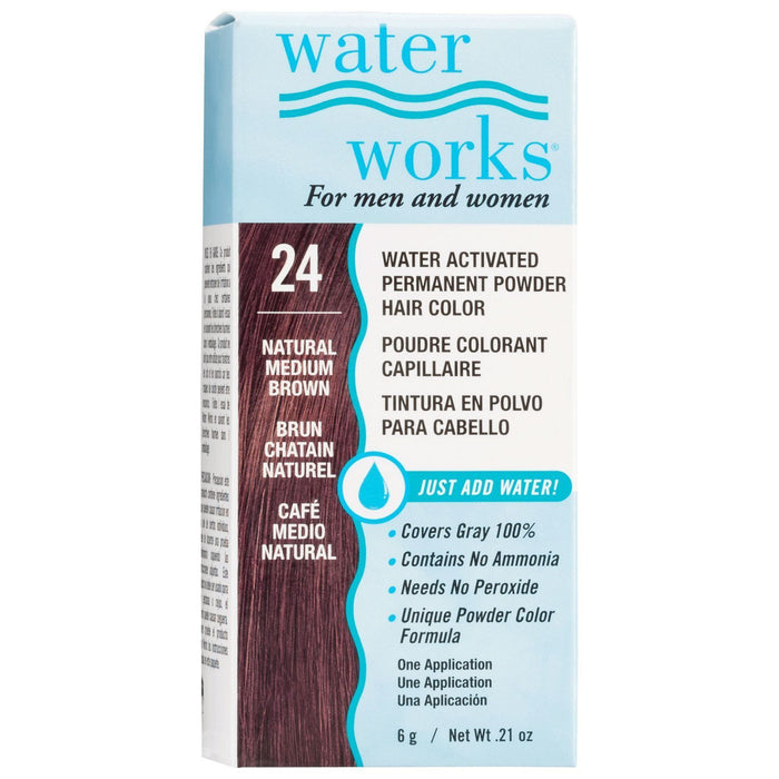 Waterworks Natural Hair Color, 24 Medium Brown, 0.21 Oz.