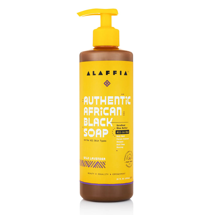 Alaffia Authentic African Black Soap Wild Lavender, 16 oz