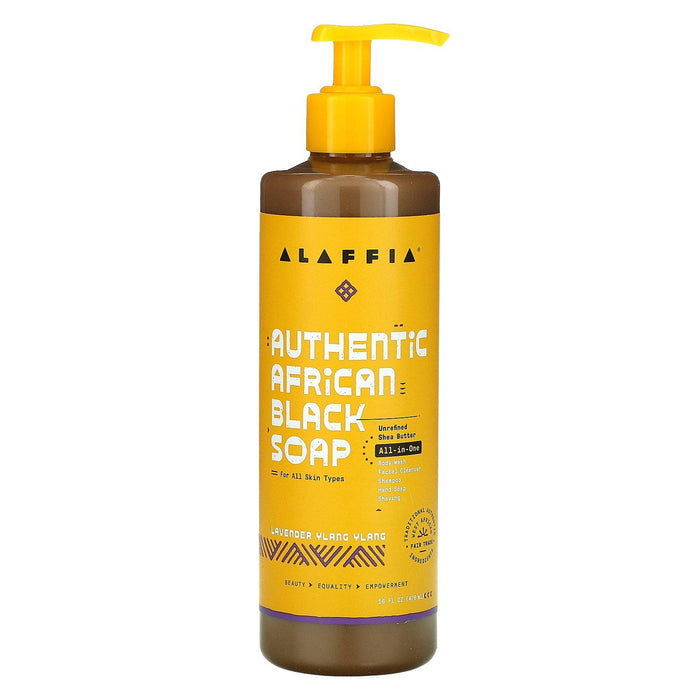 Alaffia Authentic African Black Soap, Lavender Ylang Ylang, 16 oz