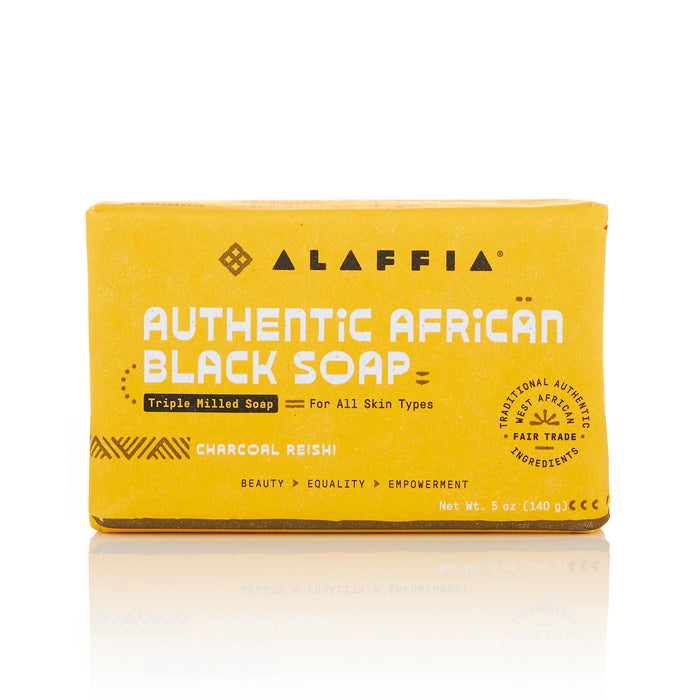 Alaffia Authentic African Black Soap Bar Charcoal Reishi 5 Oz