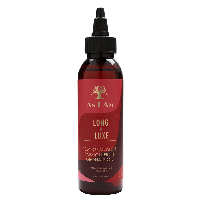 As I Am Long Luxe Pomegranite Passion Fruit GroHair Oil, 4 Fl Oz.