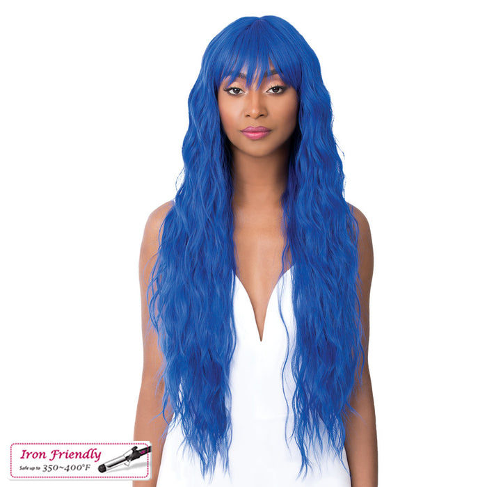 Short Central Part Of Lace Bang Angelica Wig,Royal Blue