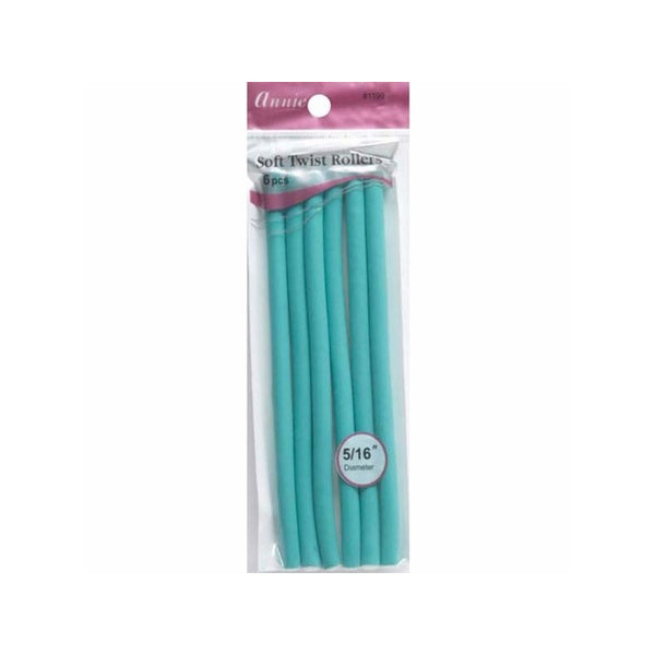 Annie Soft Twist Rollers 5/16" x 7" Green, 6/PK