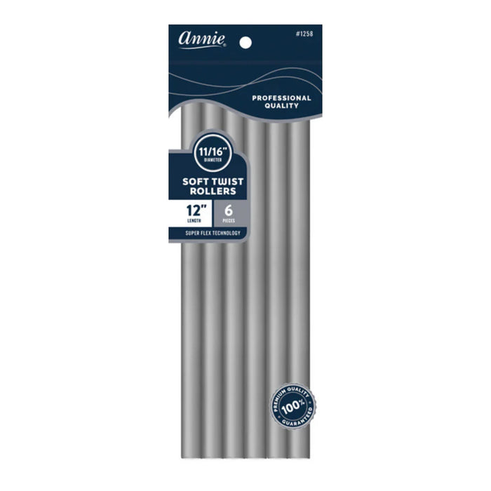 Annie Soft Twist Roller, 12" Long, 11/16", Grey, 6/PK