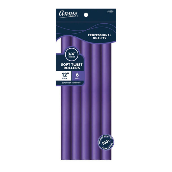 Annie Soft Twist Roller, 12" Long, 3/4", Purple, 6/PK