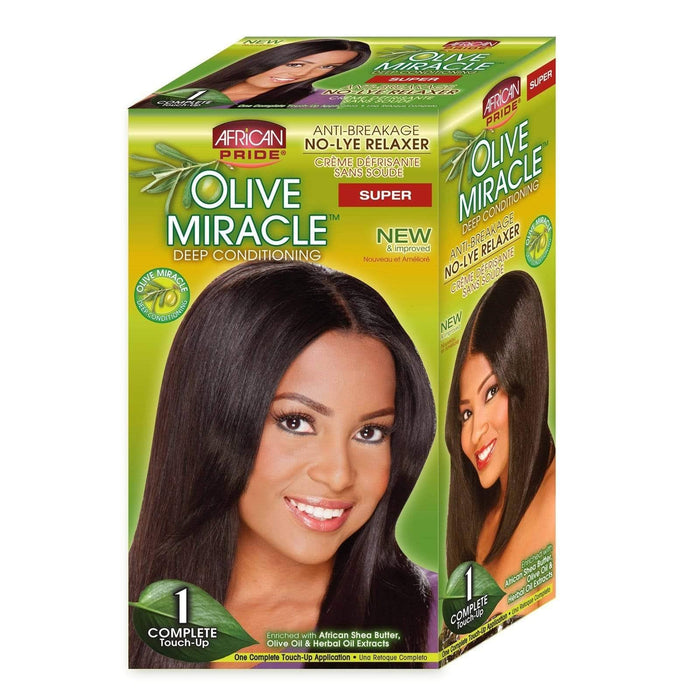 African Pride Olive Miracle Deep Conditioning No-Lye Relaxer Kit Super 1Touch-up