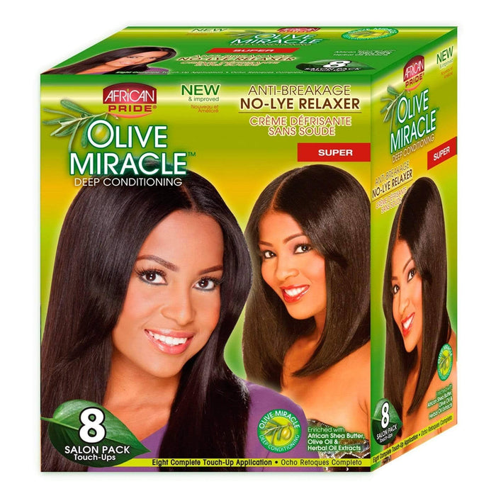 African Pride Olive Miracle Deep Conditioning No-Lye Relaxer, Super Kit