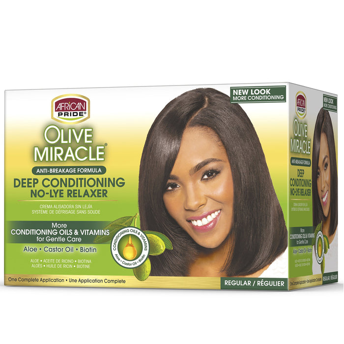 African Pride Olive Miracle Relaxer No Lye Deep Conditioning Anti-Breakage Regular