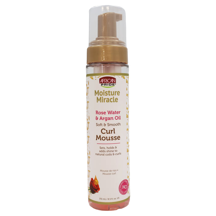 African Pride Moisture Miracle Rose Water Argan Oil Curl Mousse, 8.5 Oz