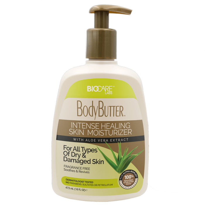 Biocare Labs Body Butter Intense Healing Skin Moisturizer with Aloe Vera Extract For All Types of Dry Damaged Skin, 16 Oz.