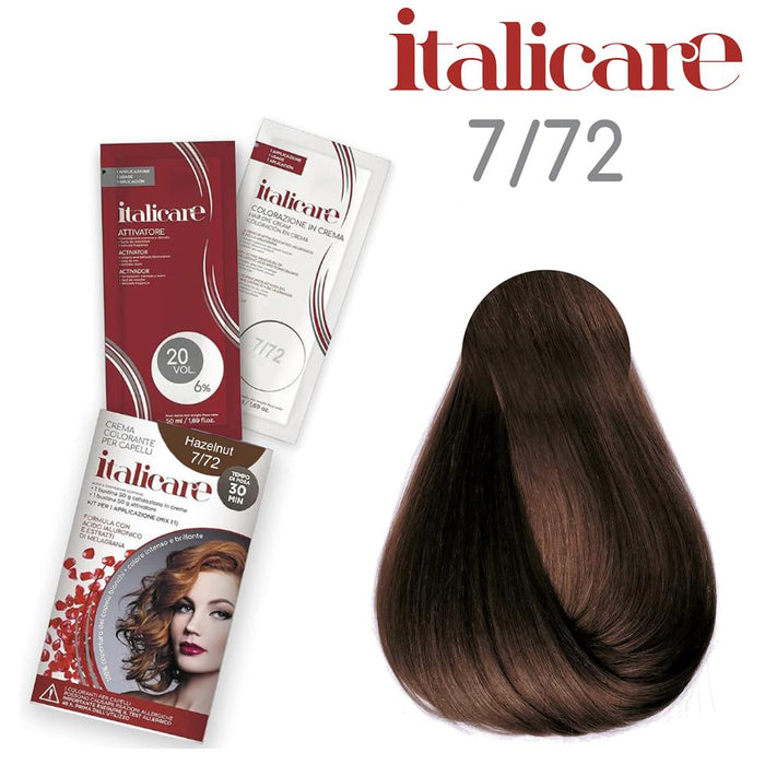bbCos Italicare Hair Color Kit with 20 Volume,7/72,Hazel