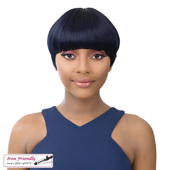 Pacifier Shaped Short Cut Wigs For Iron Wigs, Pixie Style,Tt1B/Deep Blue
