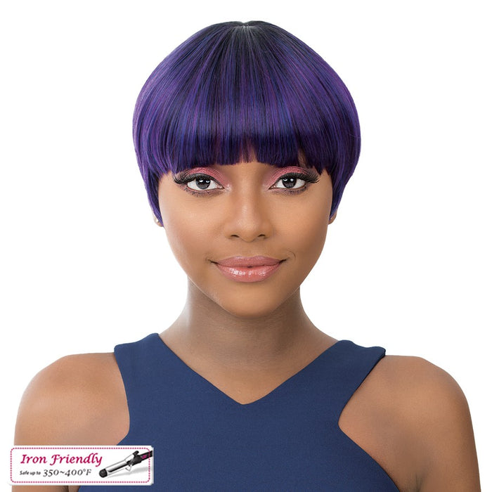 Pacifier Shaped Short Cut Wigs For Iron Wigs, Pixie Style,Tt1B/Deep Purple