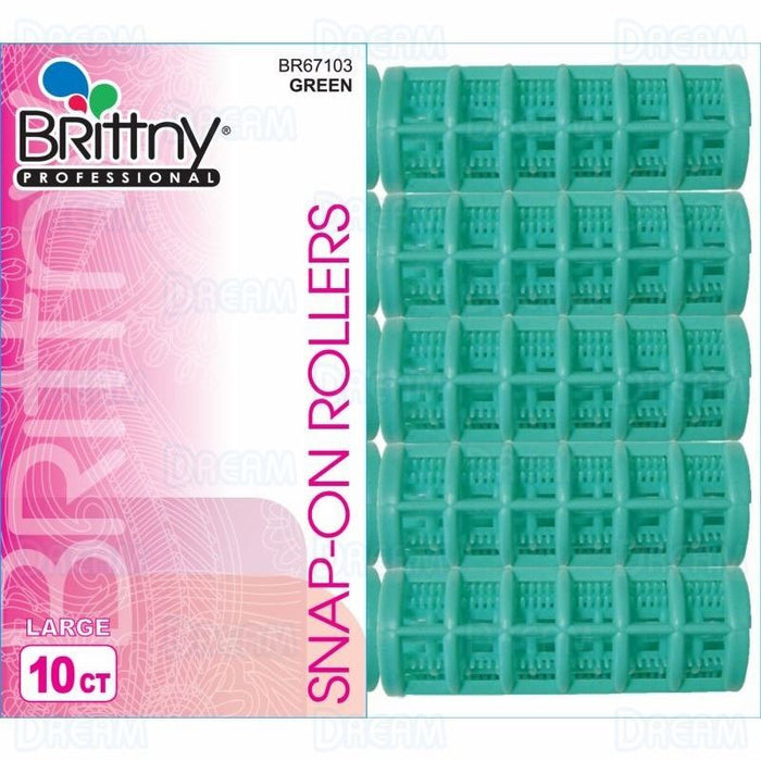 Brittny 7/8" Snap-On Magnetic Rollers, Large, Green, 10/PK