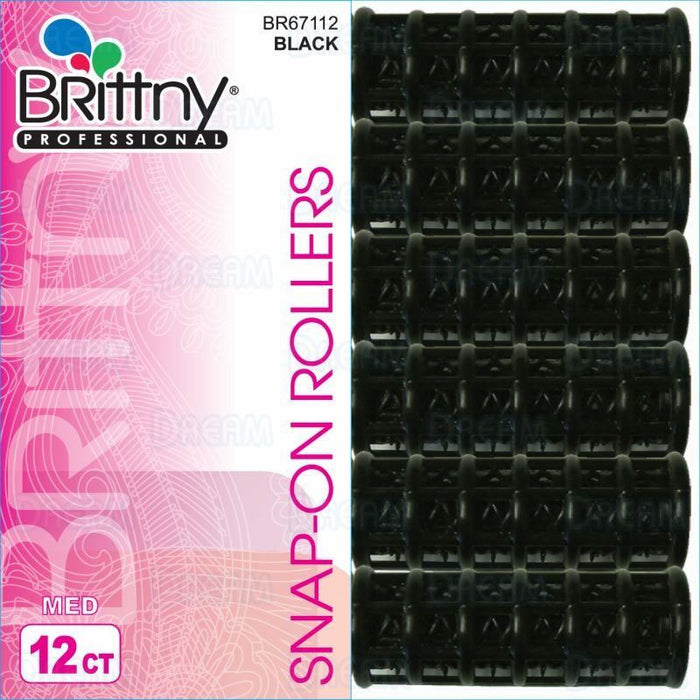 Brittny 3/4" Snap-On Magnetic Rollers, Medium, Black, 12/PK