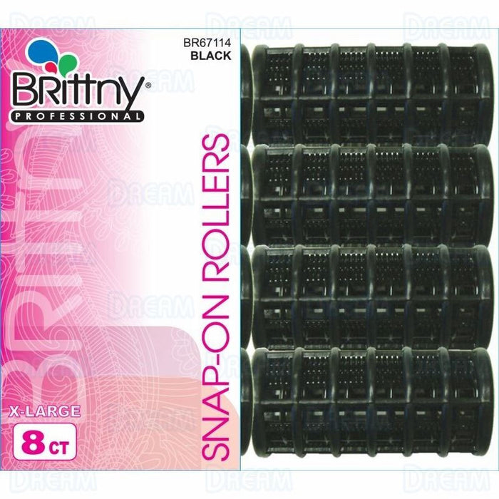 Brittny 1 1/8" Snap-On Magnetic Rollers, X-Large, Black, 8/PK