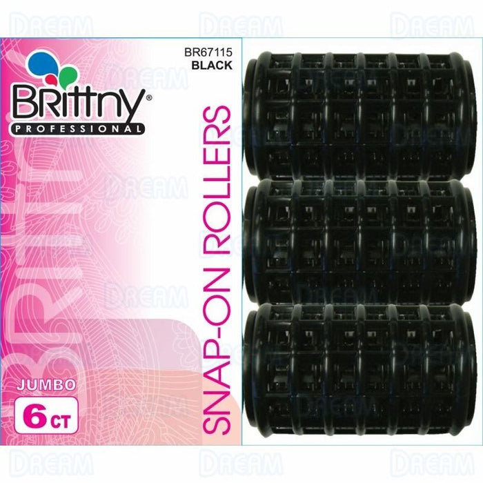 Brittny 1 1/2" Snap-On Magnetic Rollers, Jumbo, Black, 6/PK