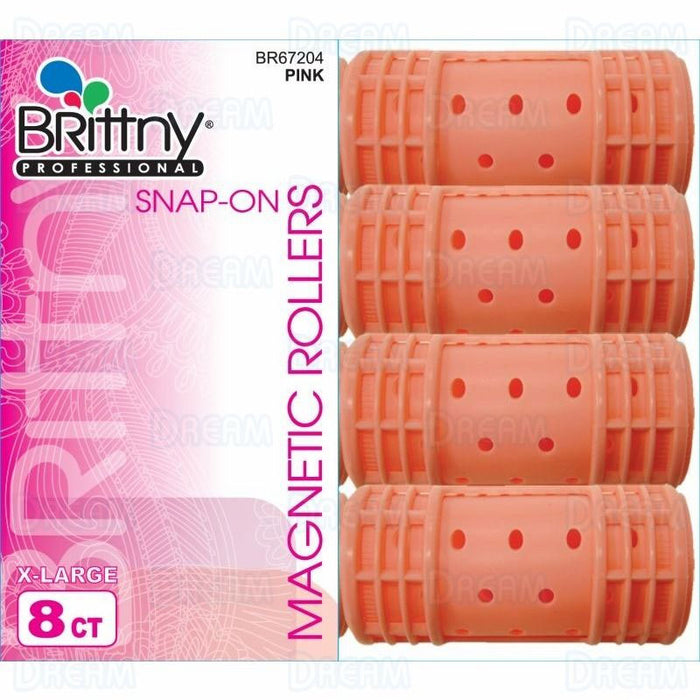 Brittny 1 1/8" Snap-On Magnetic Rollers, Large, Pink, 8/PK