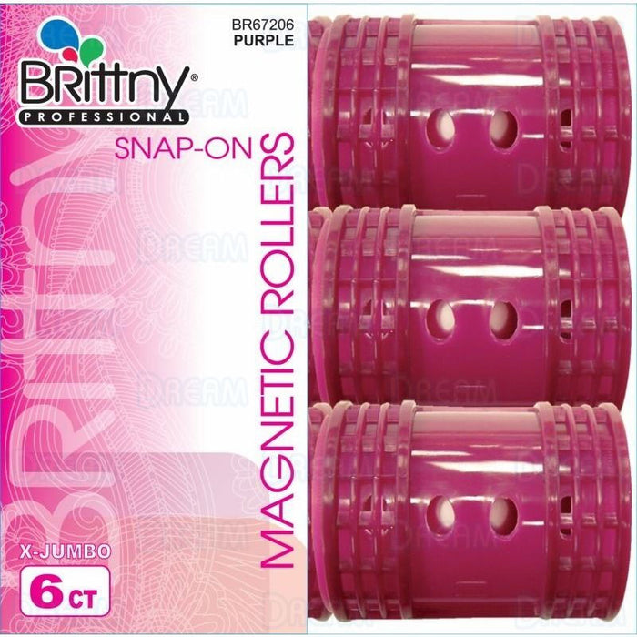 Brittny 1 3/4" nap-On Magnetic Rollers, Jumbo, Purple, 6/PK