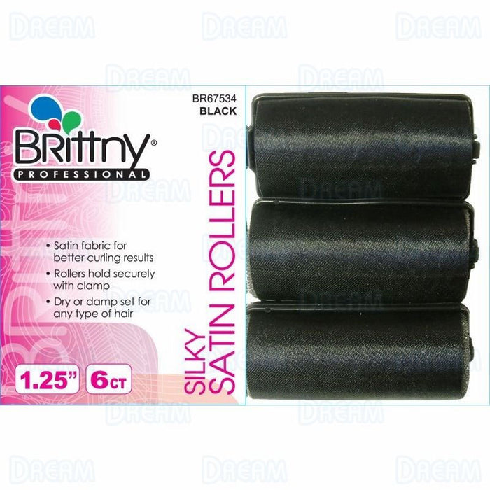 Brittny 1 1/4" Silky Rollers, Black, 6/PK