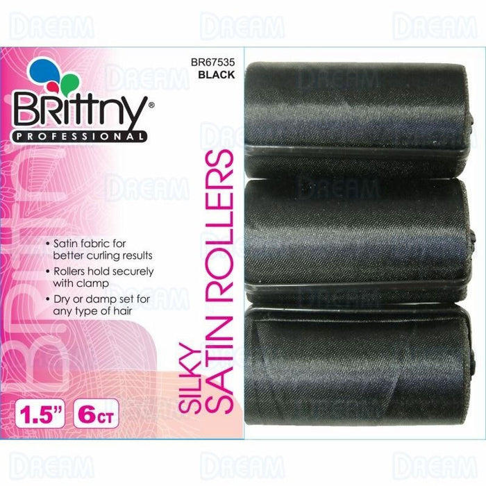 Brittny 1 1/2" Silky Rollers, Black, 6/PK