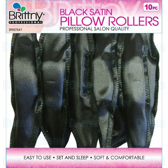 Brittny Pillow Satin Rollers, Black, 10/PK