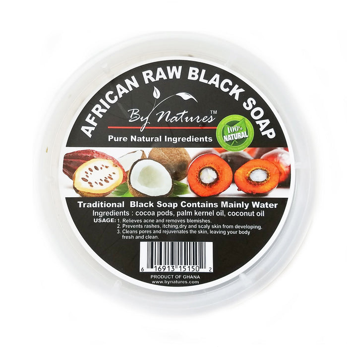 By Natures African Raw Black Soap Tub Original 6 Oz.