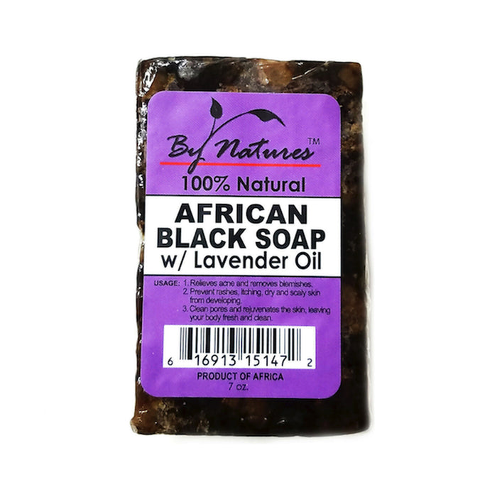 By Natures 100% Natural African Black Soap with Lavender Oil, 6 Oz.